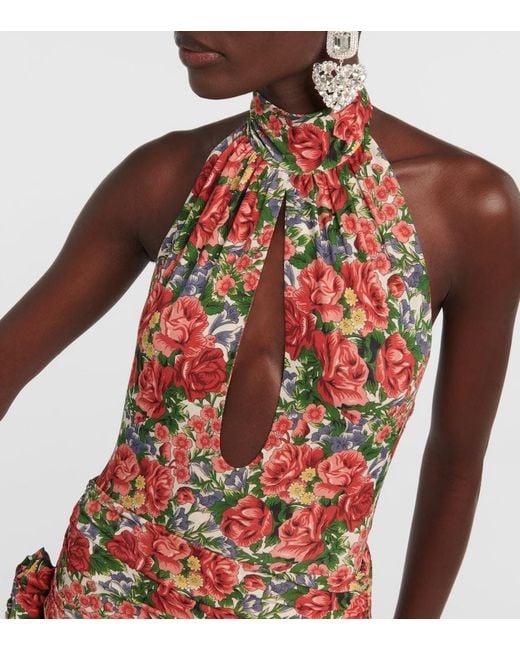 Magda Butrym Red Floral Halterneck Top
