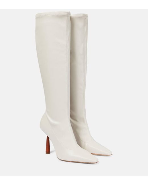 Gia Borghini White Rosie 8 Faux Leather Knee-high Boots