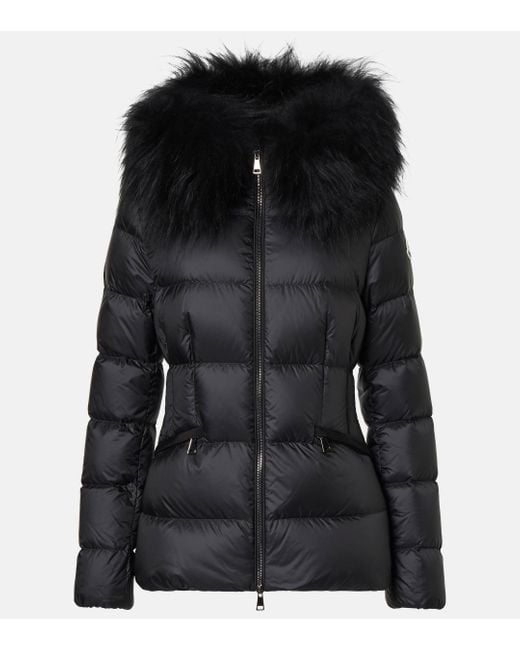 Moncler Black Boed Shearling-Trimmed Down Jacket