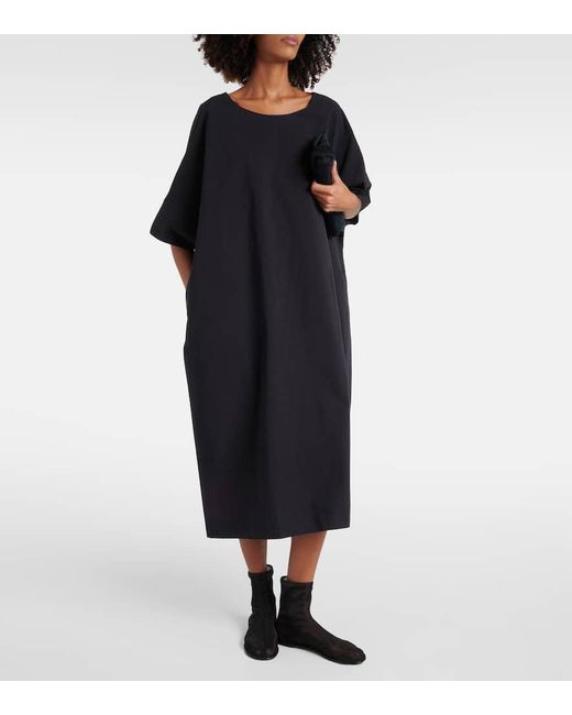 The Row Black Isora Cotton Poplin Midi Dress