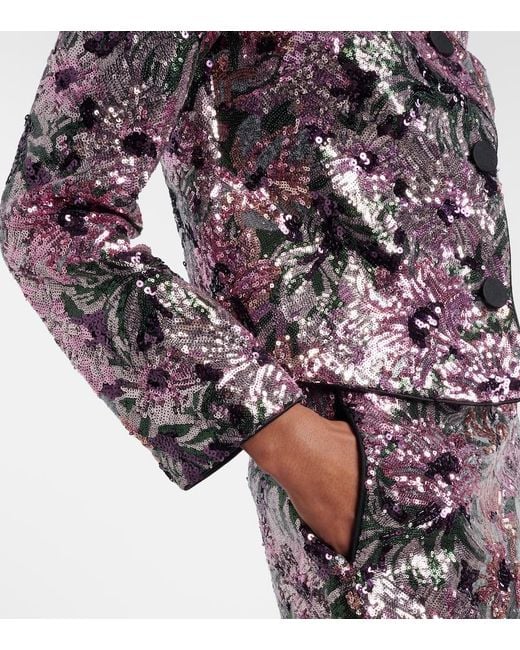 Self-Portrait Purple Sequined Jacket