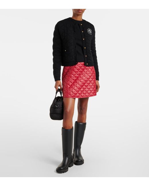Moncler Black Logo Quilted Wool-Blend Cardigan
