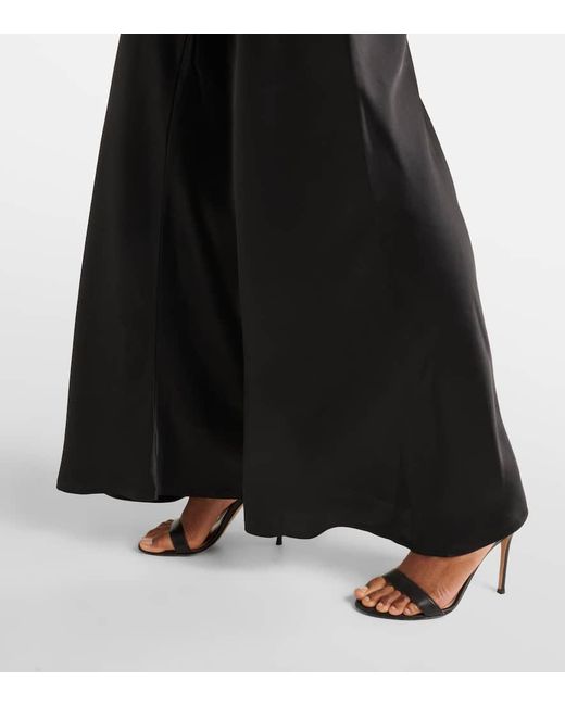 Pantalones anchos de saten de tiro alto Norma Kamali de color Black