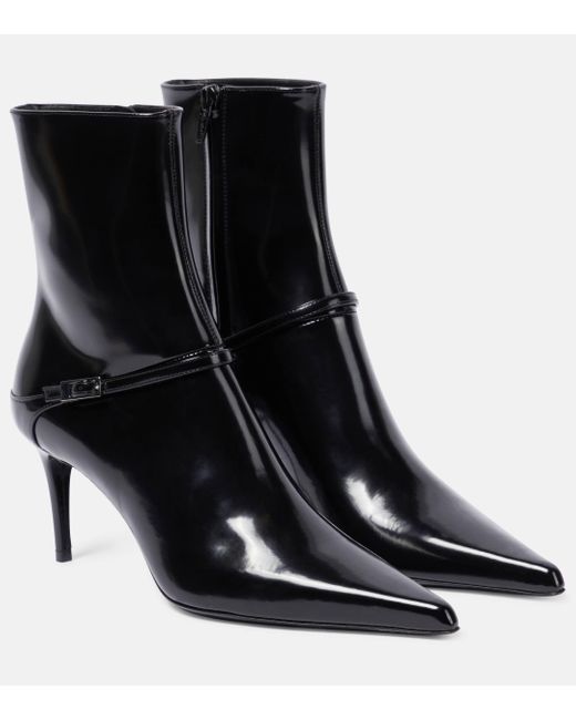 Saint Laurent Black Hacker 70 Leather Ankle Boots