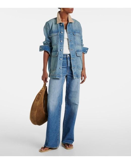 SLVRLAKE Denim Blue Hayden Corduroy-Trimmed Denim Jacket
