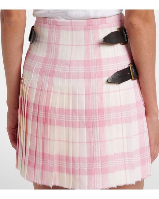 Vivienne Westwood Pink Plaid Wool-Blend Miniskirt