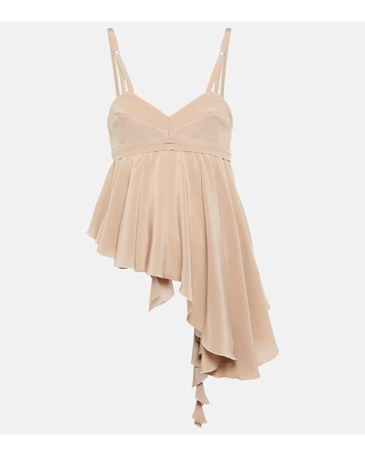 Victoria Beckham Natural Asymmetric Silk Crepe De Chine Top