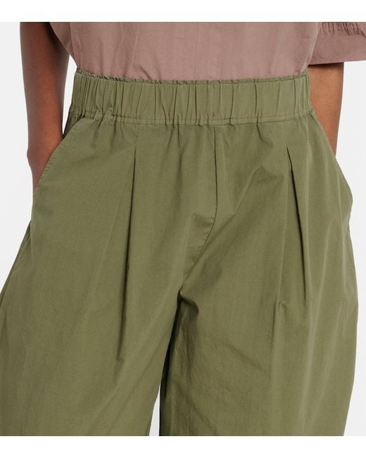 Velvet Green Sophia Cotton Poplin Wide-Leg Pants