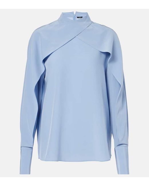 Joseph Blue Bailie Silk Crepe De Chine Blouse