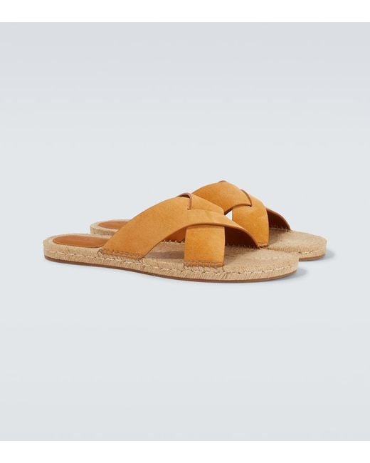 Zegna Espadrille-Sandalen Aus Veloursleder in Brown für Herren