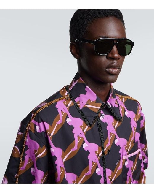 Occhiali Da Sole Aviator Web Stripe di Gucci in Brown da Uomo