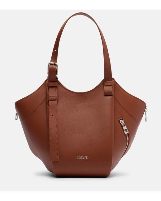 Loewe Brown Hammock Flip Leather Tote Bag
