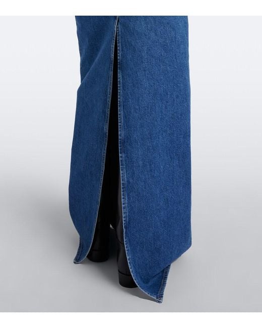 7 For All Mankind Blue Denim Maxi Skirt