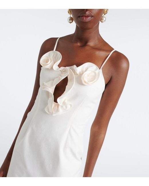 Magda Butrym White Floral-Applique Cotton Midi Dress