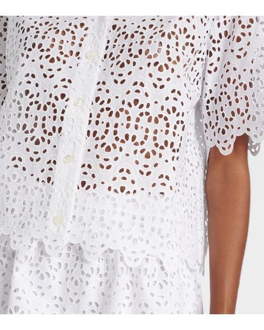 FRAME White The Deco Eyelet Cotton Shirt