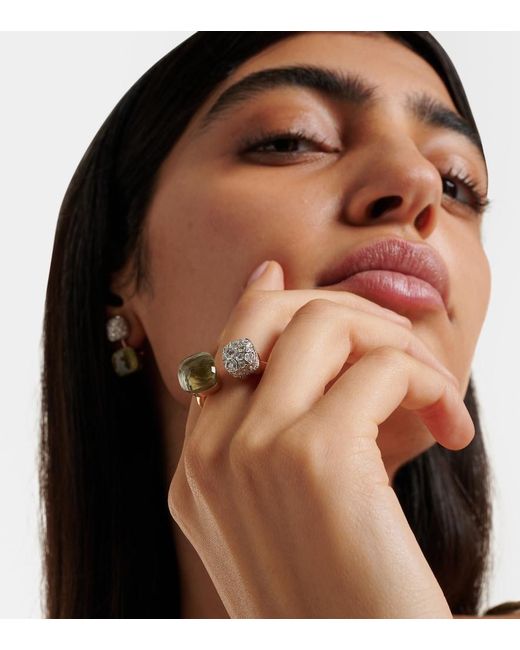 Pomellato White Nudo 18Kt Rose And Ring With Diamonds And Prasiolite