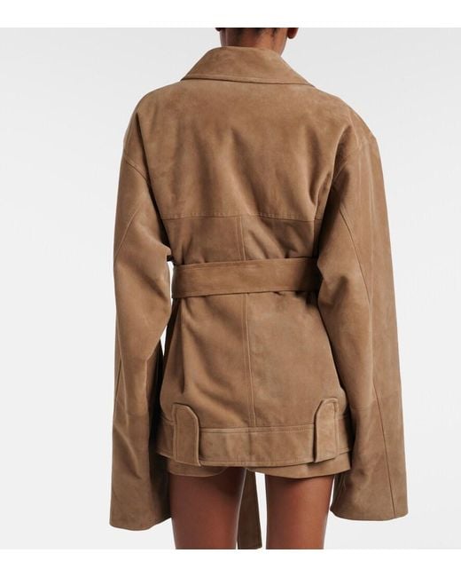 Khaite Brown Alder Belted Suede Jacket