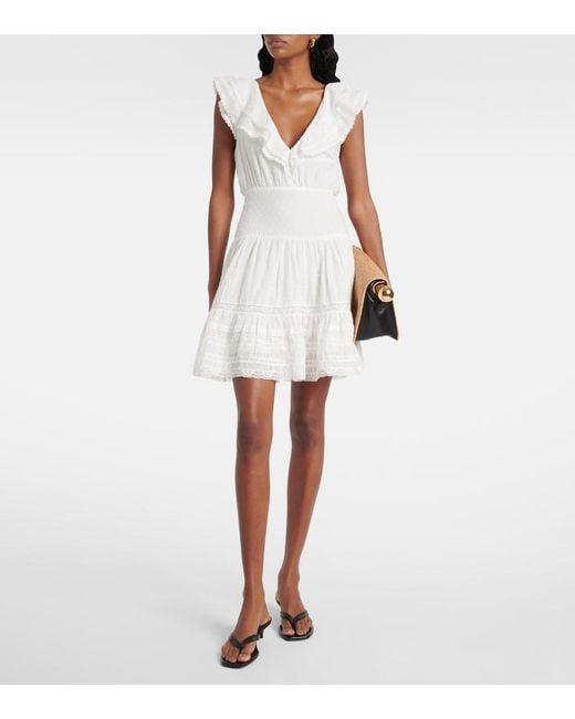Poupette White Della Striped Cotton Minidress
