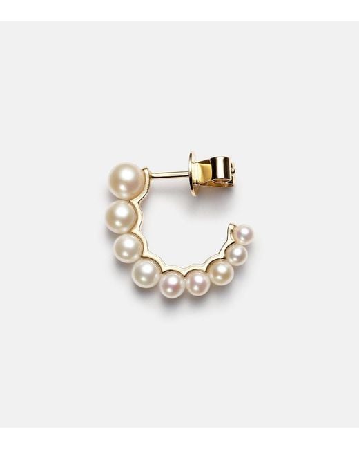 Sophie Bille Brahe White Petit Boucle De Perle 14Kt Hoop Earring With Freshwater Pearls
