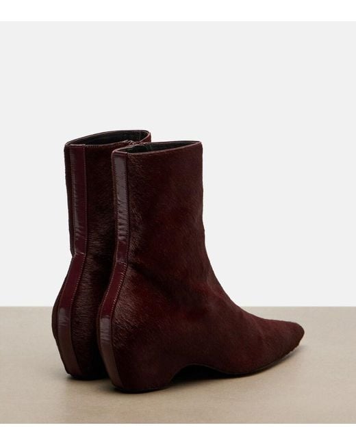 Khaite Brown Sybil Calf Hair Ankle Boots