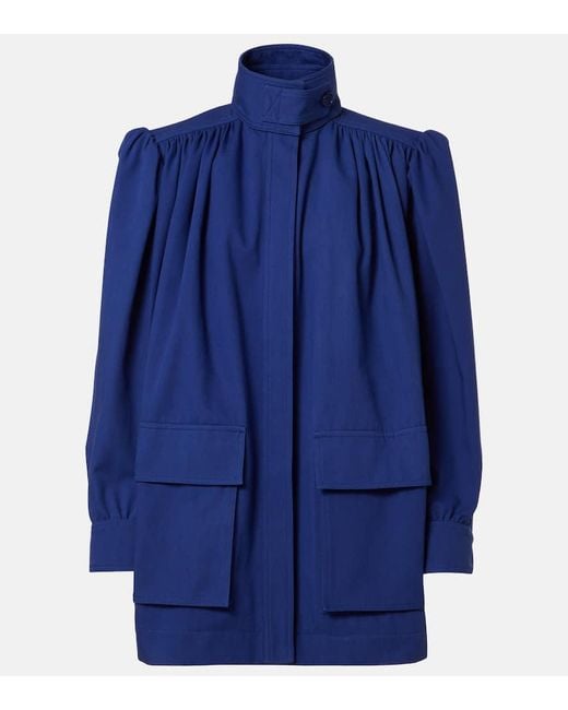 Chloé Blue Gathered Cotton Canvas Jacket