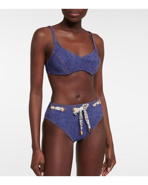 Karla Colletto Blue Indi Underwired Bikini Top