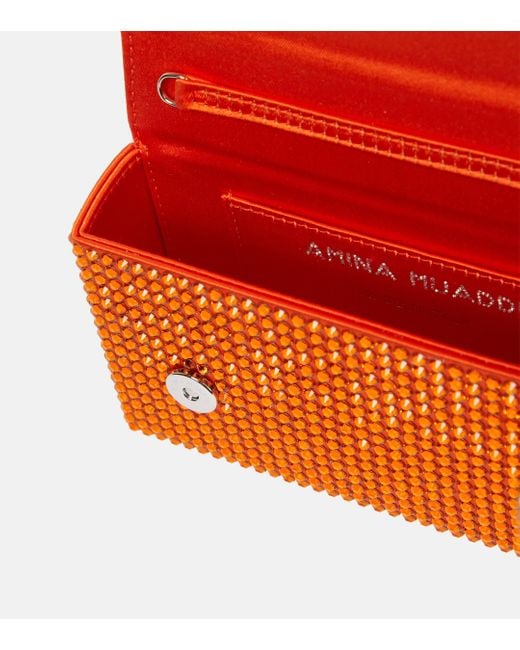 AMINA MUADDI Orange Superamini Paloma Embellished Clutch