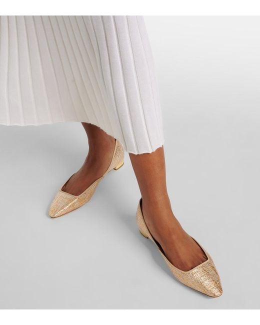 Aquazzura Natural Maia Canvas Ballet Flats
