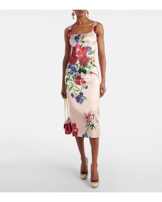 Dolce & Gabbana Natural Vally Satin Platform Slingback Pumps