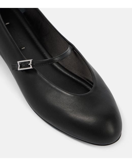 Max Mara Black Leather Mary Jane Ballet Flats