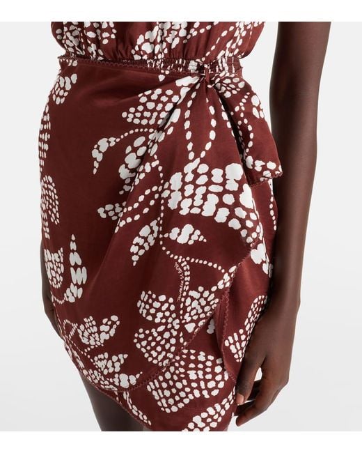 Poupette Red Bedrucktes One-Shoulder-Minikleid Celie