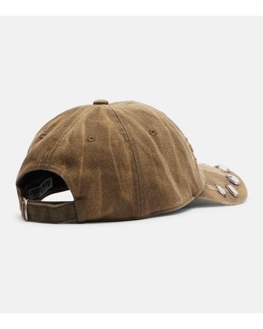Acne Natural Embellished Cotton Canvas Baseball Cap