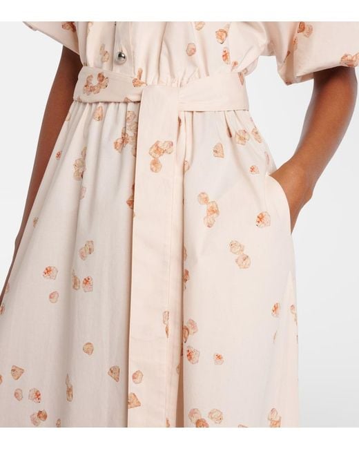 Altuzarra Natural Paulina Floral Belted Cotton-Blend Midi Dress