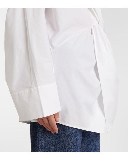 TOVE White Destry Gathered Cotton Poplin Top