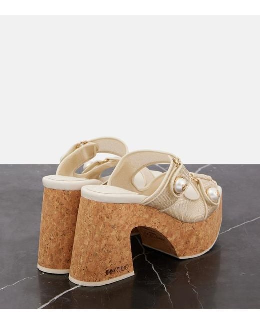 Jimmy Choo Natural Fayence 95 Platform Sandals