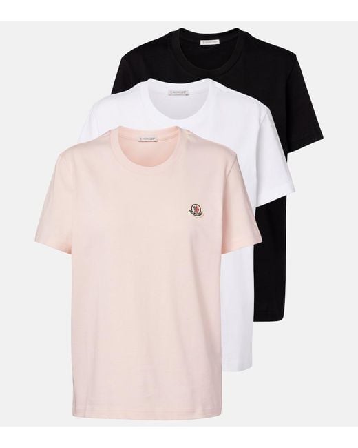 Moncler Pink Set Of 3 Cotton Jersey T-Shirts