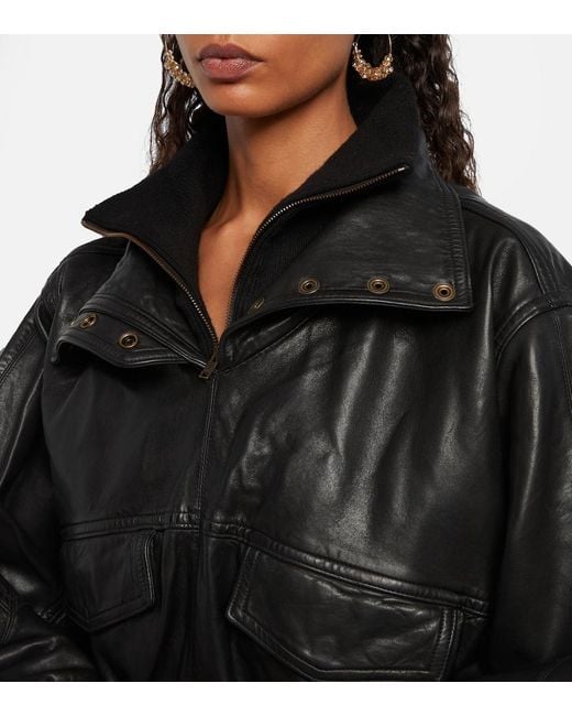 Isabel Marant Black Dorry Oversized Leather Jacket
