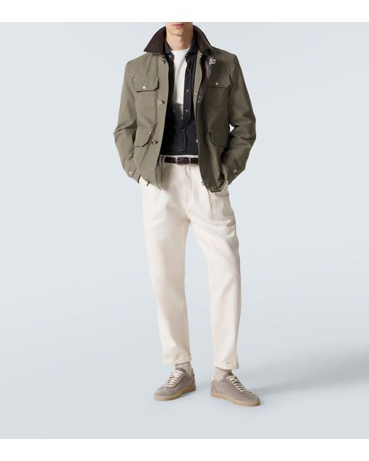 Brunello Cucinelli Green Cotton-Blend Gabardine Field Jacket for men