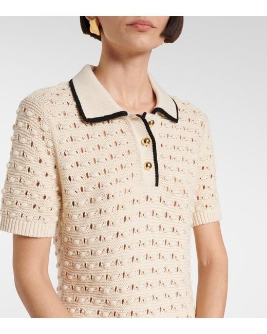 FRAME Natural Bauble Pointelle Cotton Polo Dress