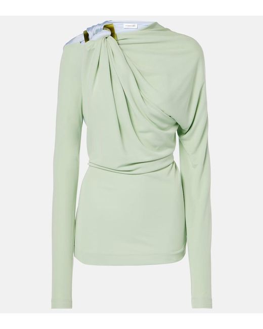 Victoria Beckham Green Draped Jersey Top