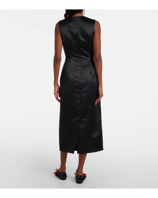 Simone Rocha Black Bow-Detail Satin Midi Dress