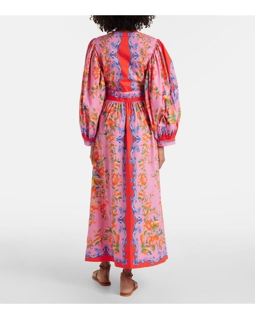 Farm Rio Red Sicily Flowers Cotton Shirt Dress