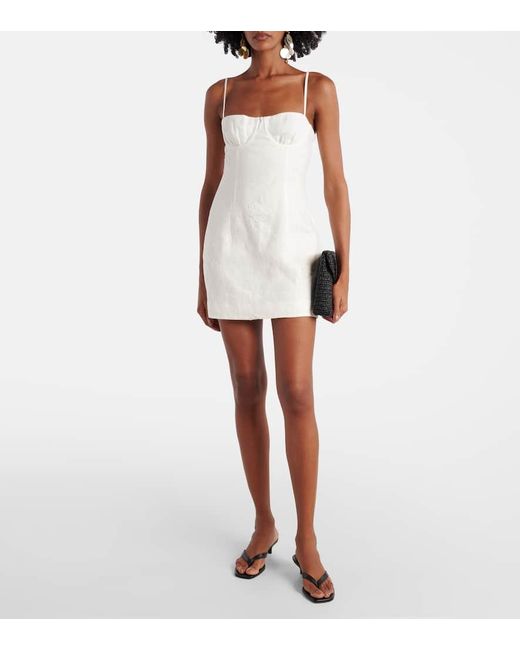 Sir White Alessandra Embroidered Linen Minidress
