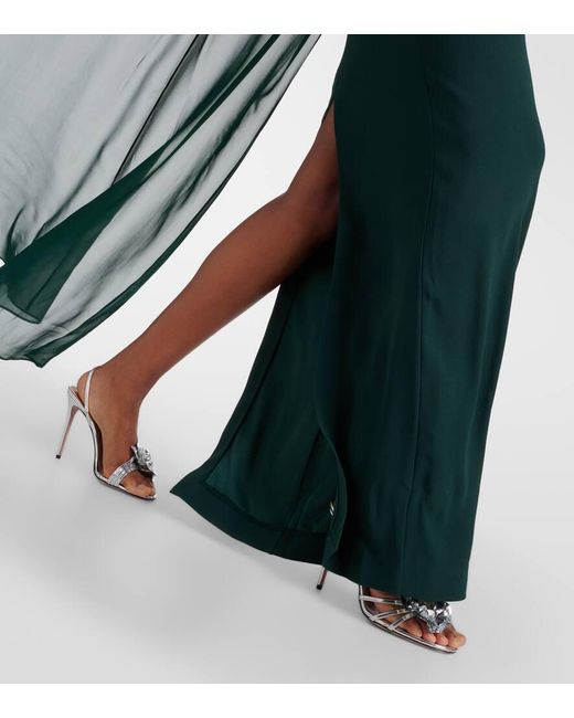 Roland Mouret Green Caped Satin Crepe Gown