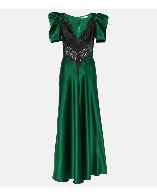 Rodarte Green Silk Lace Maxi Dress