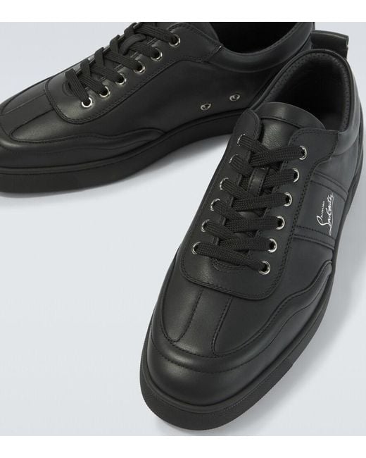 Christian Louboutin Black Retero Logo Leather Sneakers for men
