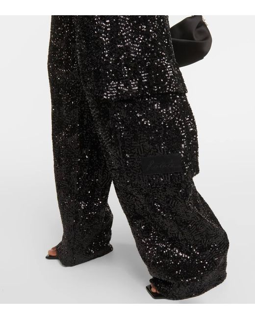 Pantalones cargo rectos con lentejuelas ROTATE BIRGER CHRISTENSEN de color Black