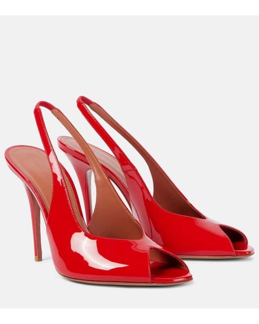 AMINA MUADDI Red Kristina 105 Patent Leather Peep-Toe Pumps