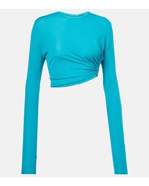 Christopher Esber Blue Embellished Crop Top