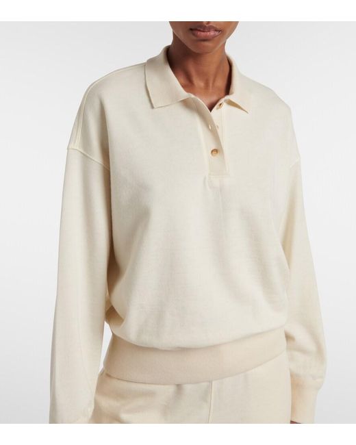 Loro Piana White Cocooning Cashmere Polo Sweater